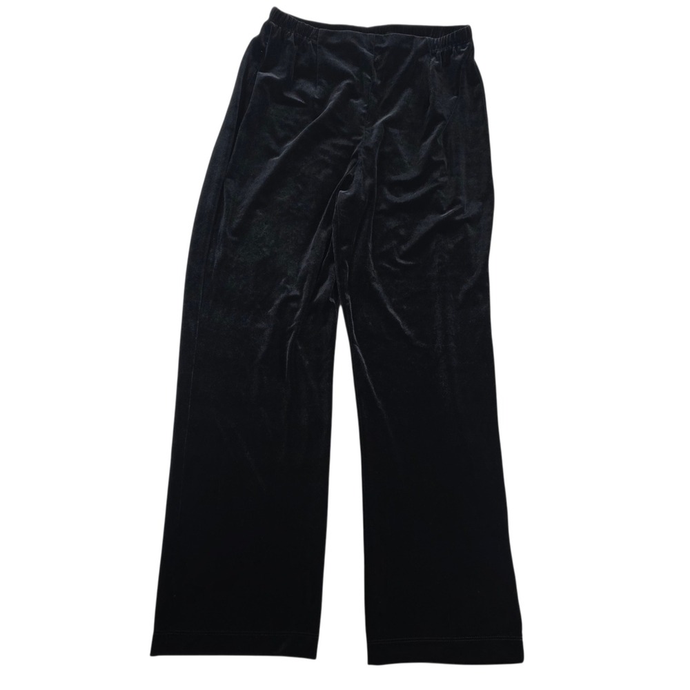 Chico's Velvet Wide Leg Elastic Waist Pants Black Size 2 Short Women Sz 12 Chic